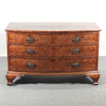 A 19th century mahogany bow front chest of drawers, on shaped bracket feet 120w x 59d x 75h cm