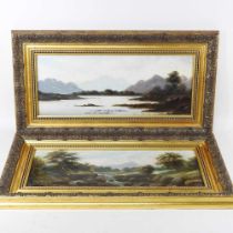 English school, 19th century, highland landscape, signed with monogram, together with the companion,