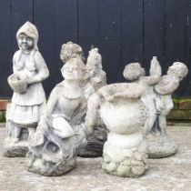 A collection of five various cast stone water features, 67cm high (5)