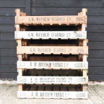 A set of six wooden fruit trays, 76cm wide (6)