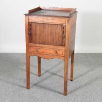 A George III bedside cabinet, with a tambour front 43w x 37d x 80h cm