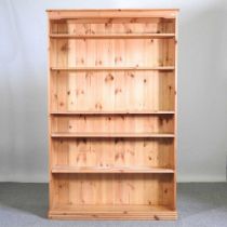 A pine standing open bookcase 115w x 27d x 185h cm