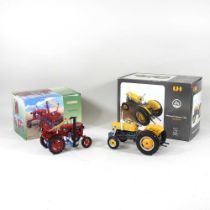 A Universal Hobbies 1/16 scale model of a Massey Ferguson 135 tractor, together with a Valmet 20,