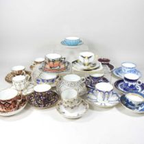 A collection of mainly 19th century English teacups and saucers, to include Shelley, Derby, Spode