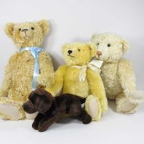 A modern Steiff plush teddy bear, limited edition dated 2004, 60cm high, together with two Steiff