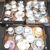 A large collection of mainly 19th century English teacups and saucers Mostly these are complete, but