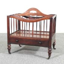 A 19th century mahogany four division canterbury, on turned legs 49w x 35d x 53h cm