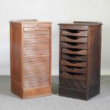 An early 20th century oak tambour fronted filing cabinet, 49 x 42 x together with another similar (