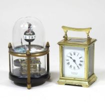 A miniature brass cased carriage clock, the dial signed Chambers, Colchester, 12cm high overall,