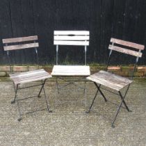 Three folding garden bistro chairs (3)