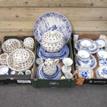 A collection of Staffordshire blue and white transfer decorated tablewares, to include Spode and