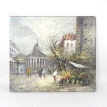 Caroline Burnett, 20th century, Paris street scene, signed oil on canvas, 51 x 61cm, unframed