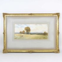 Edmund Morison Wimperis, 1835-1900, landscape with figures, signed watercolour, 17 x 36cm