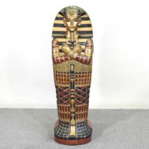 A cabinet, in the form of a painted sarcophagus 37w x 33d x 122h cm