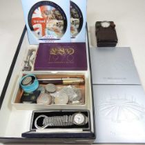 A vintage Benson wristwatch, together with a collection of coins, to include proof sets and