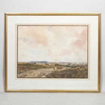 Claude Hayes, 1852-1922, landscape with cattle, signed watercolour, 32 x 44cm