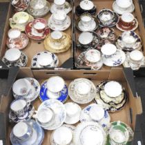 A large collection of mainly 19th century English teacups and saucers Spode blue and white saucer