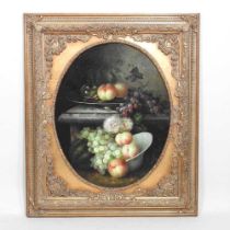 Attributed to Thomas Webster, still life of fruit, oil on board, 48 x 38cm oval