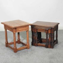 An oak side table, together with a nest of oak occasional tables (2) 51w x 41d x 51h cm