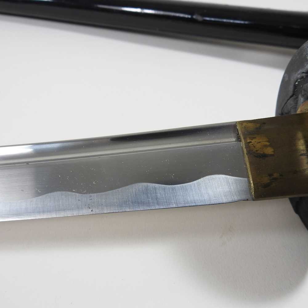 A modern Japanese sword, with a curved blade and bound grip, in scabbard, 104cm long Overall - Image 10 of 10