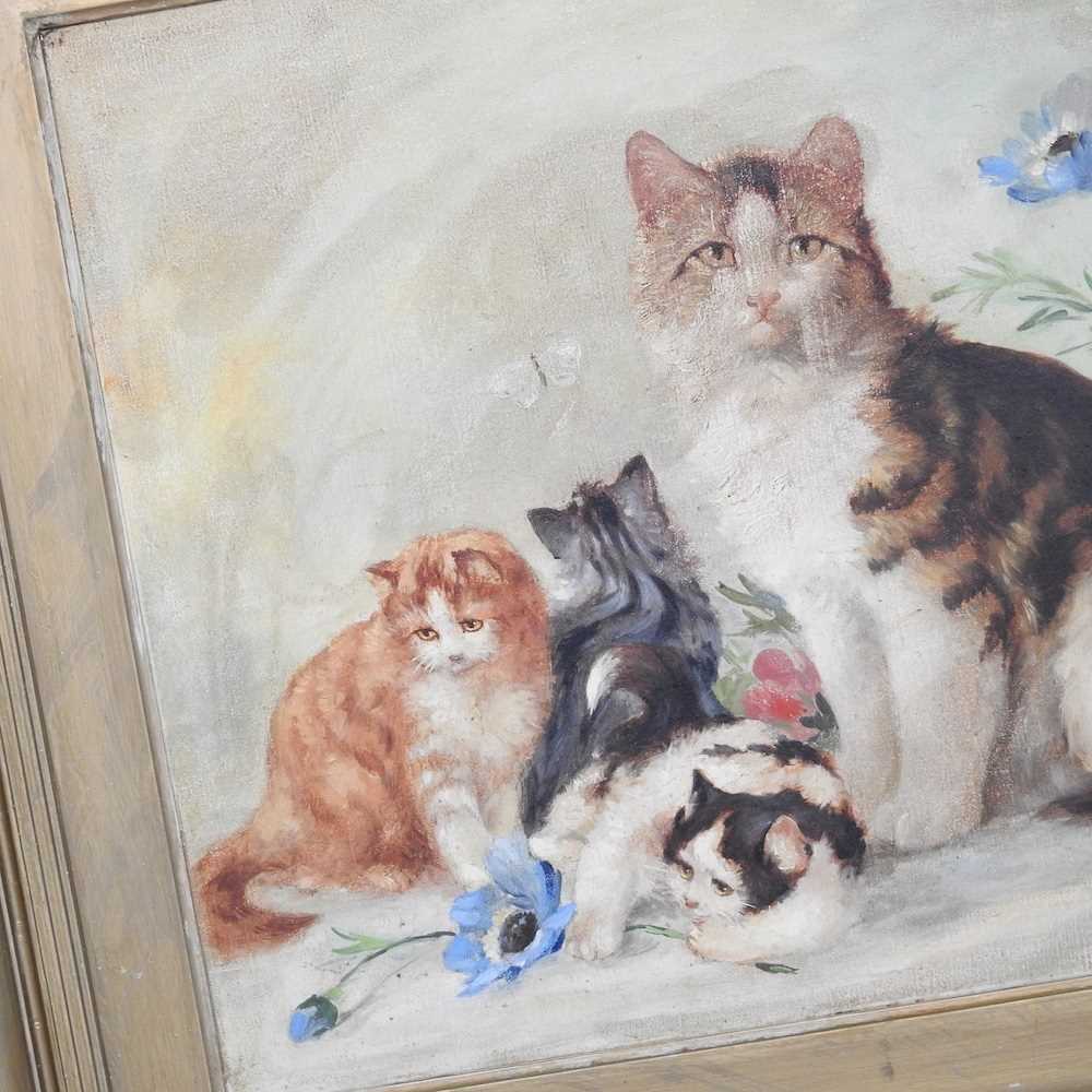 R. Detrix, early 20th century, family of cats, signed oil on canvas, 38 x 49cm - Image 3 of 5