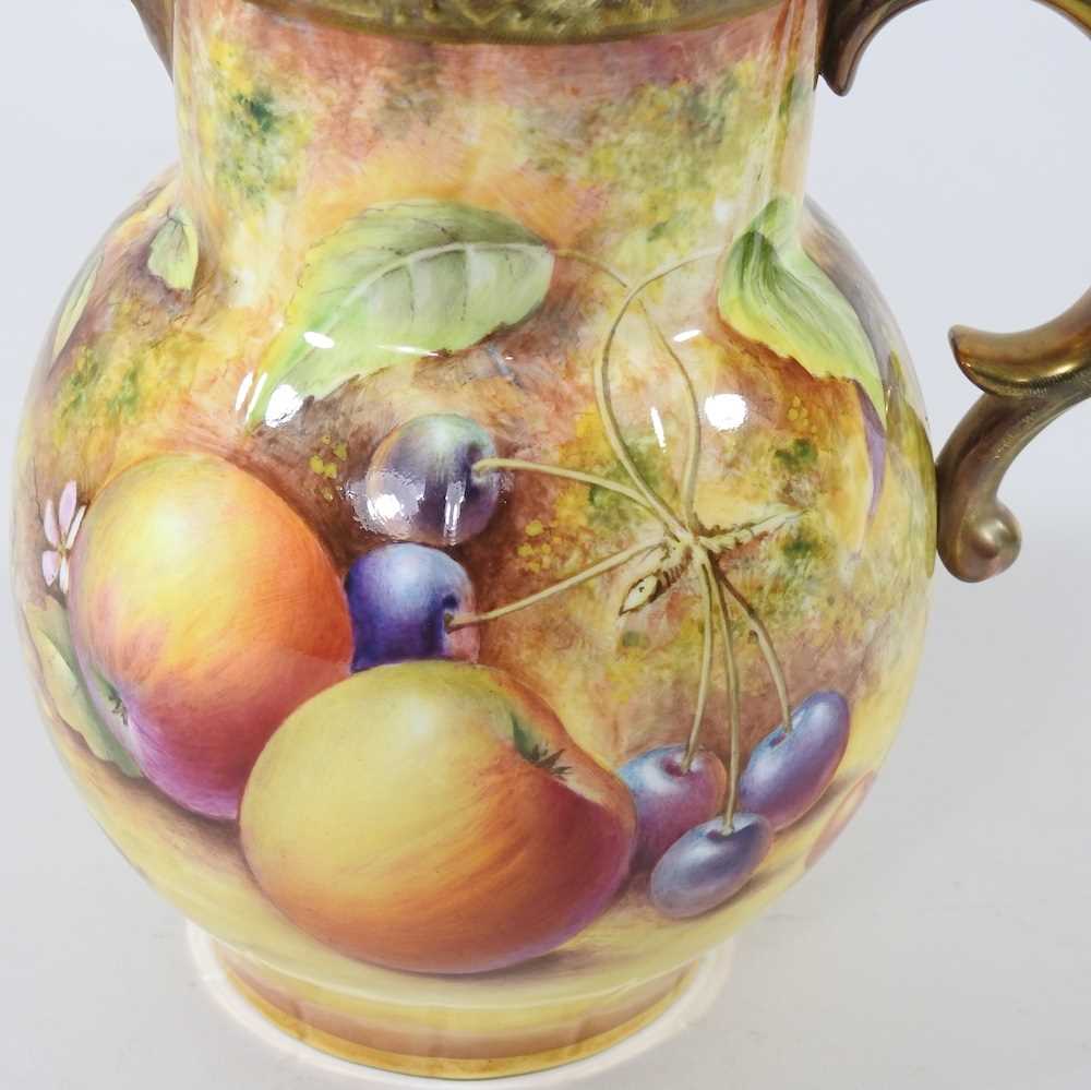 A Royal Worcester porcelain jug, hand painted with a fruit study by Paul English, signed, printed - Image 2 of 5