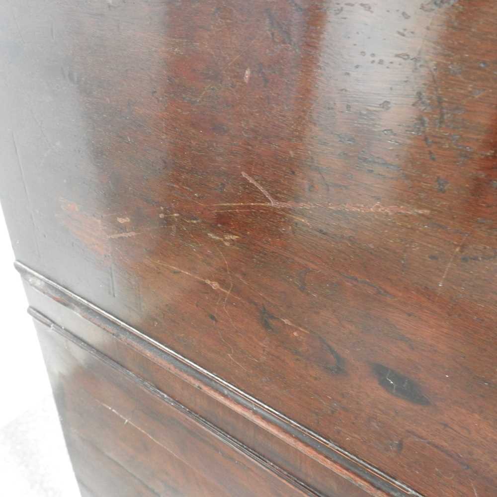 A George III mahogany cylinder desk, with satinwood inlay and ebony stringing, the fitted interior - Image 6 of 11