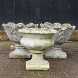 SATURDAY - DAY TWO - A pair of cast stone garden urns, together with another (3)