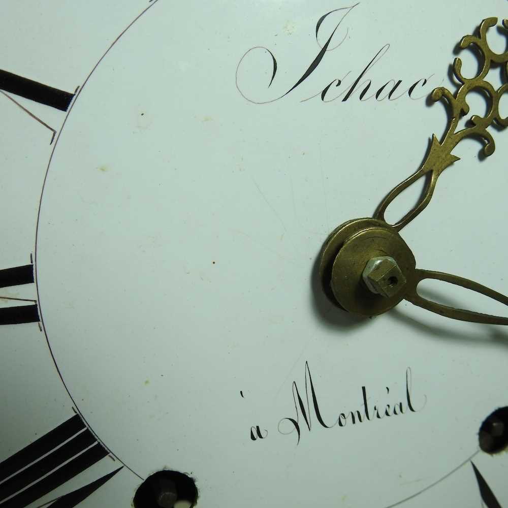 A 19th century French wall clock, with a white enamel dial and weight driven movement, 25cm wide - Image 11 of 11