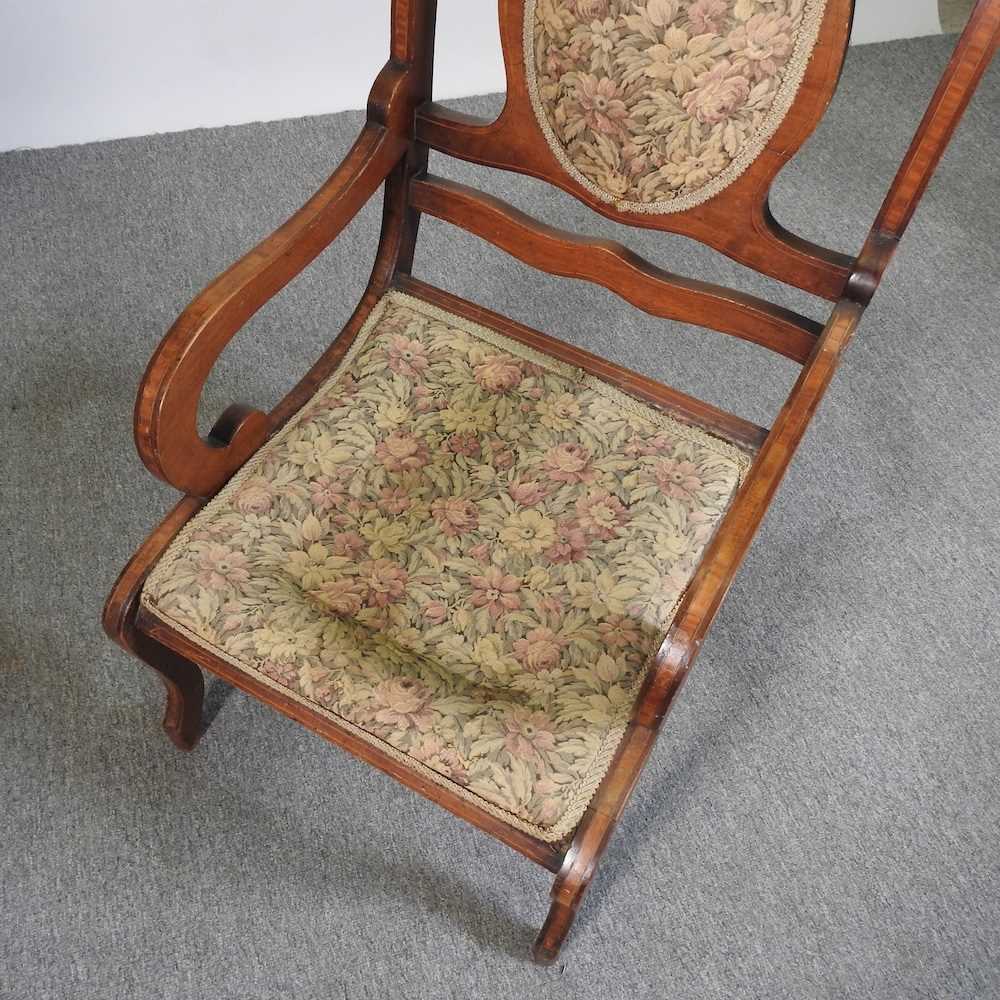 An Edwardian walnut and inlaid open armchair - Image 3 of 4