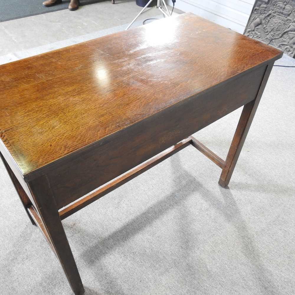 An early 20th century oak side table, containing two short drawers 99w x 50d x 82h cm - Image 2 of 5