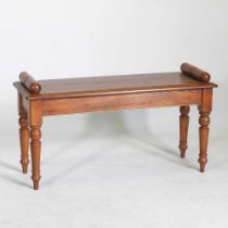 A Regency style handmade oak window seat, on turned legs 95w x 33d x 50h cm