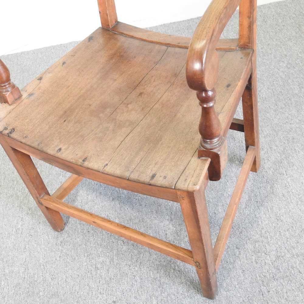 A 19th century fruitwood Mendlesham style high back open armchair - Image 3 of 7