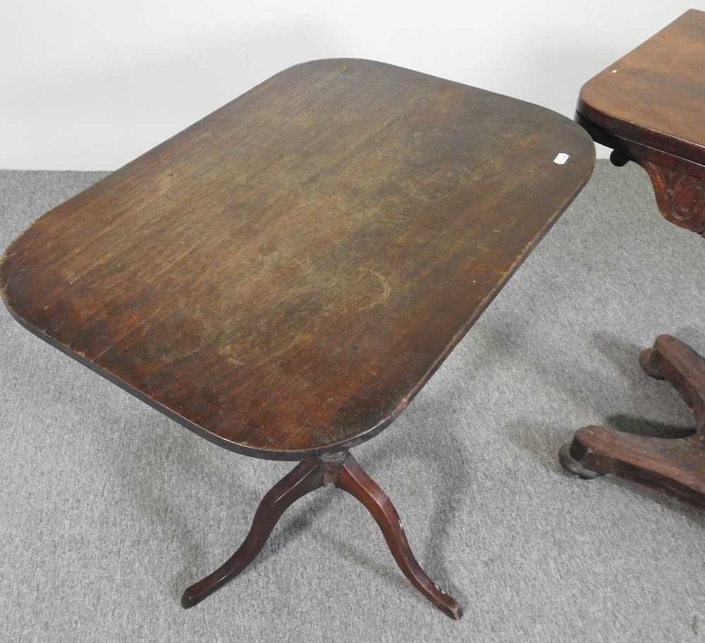 An early 19th century mahogany folding card table, 91cm wide, together with a 19th century tripod - Image 2 of 3