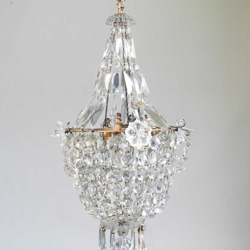 A cut glass chandelier, 41cm diameter Overall condition looks to be complete and usable, but