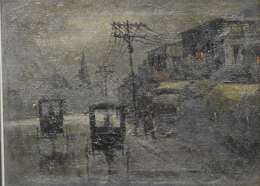 Style of Charles Waltham, evening oriental town street with carriages, indistinctly signed and dated - Image 3 of 7