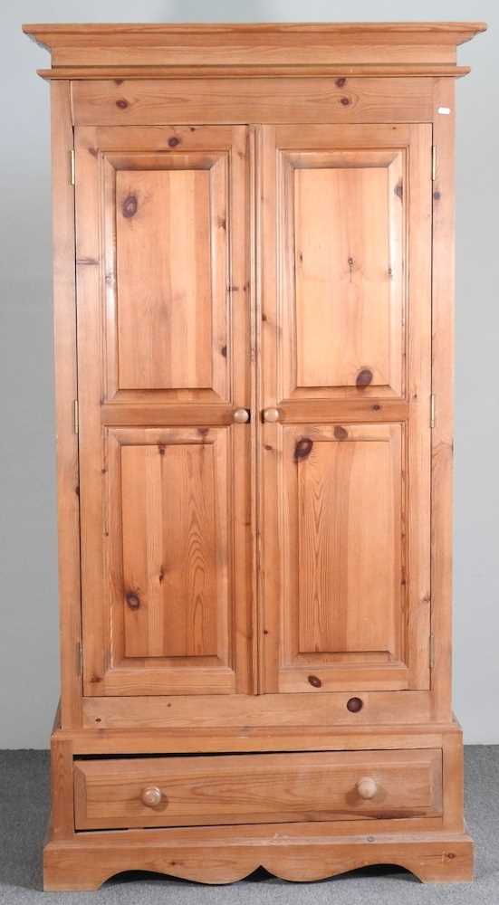 A modern pine double wardrobe, with a drawer below 103w x 61d x 200h cm - Image 3 of 6