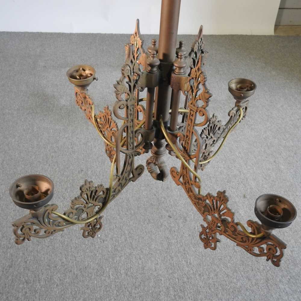 A Victorian gilt metal electrolier 63w x 102h cm - Image 2 of 2