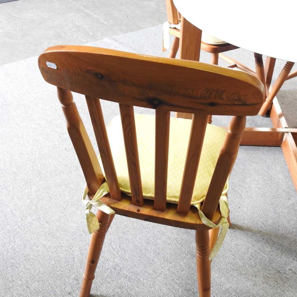 A 1970's Formwood Ltd circular dining table, 109cm diameter, together with a set of four stained - Image 4 of 8