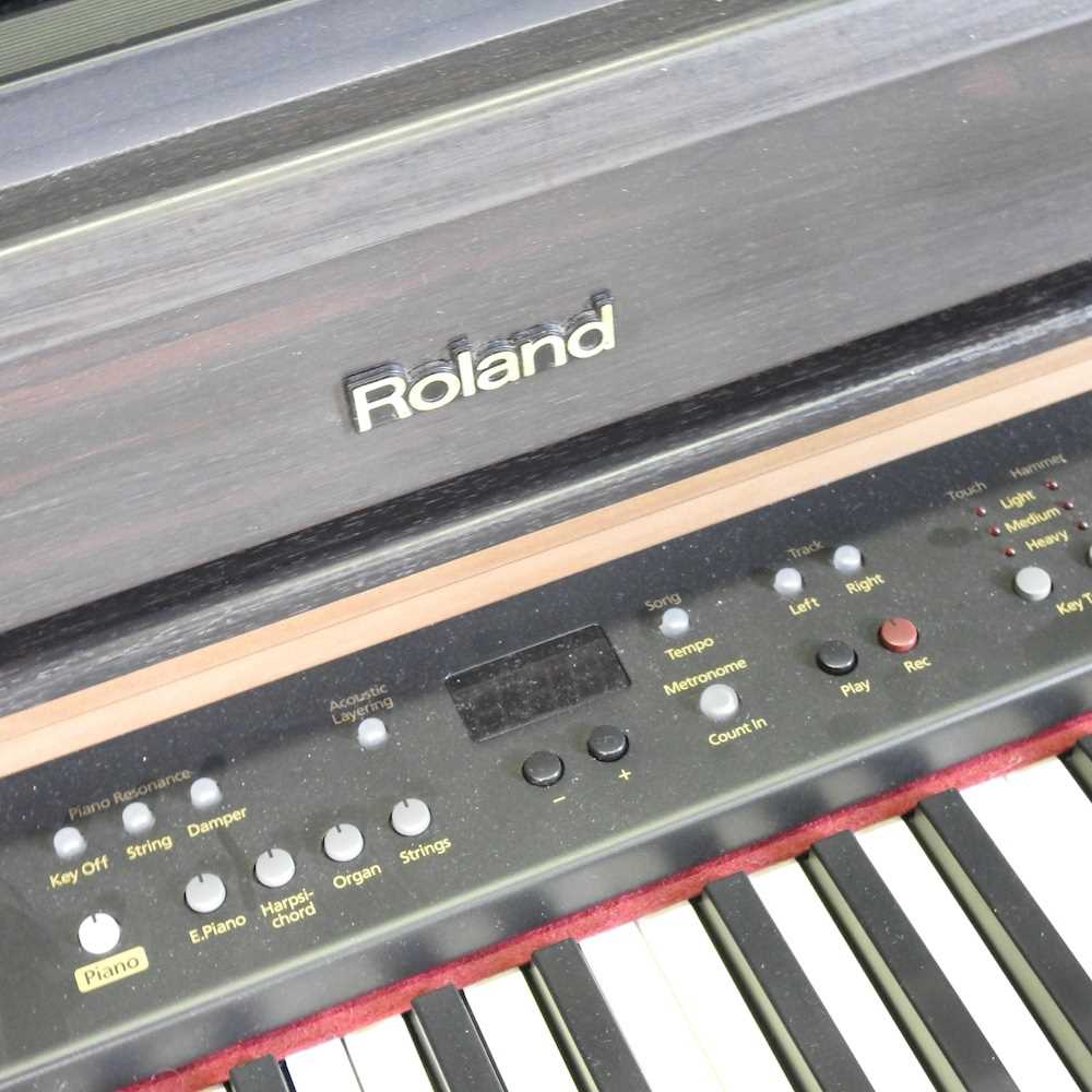 A Roland digital piano, HP107e, 141cm wide, with a piano stool - Image 2 of 13