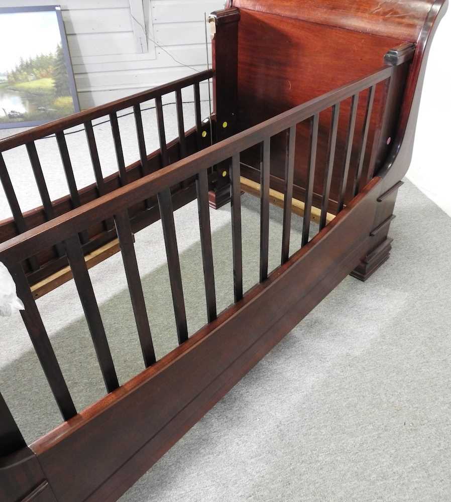 A French style cherrywood children's sleigh bed, in the style of Hans van der Merwe 170w x 81d x 96h - Image 4 of 5