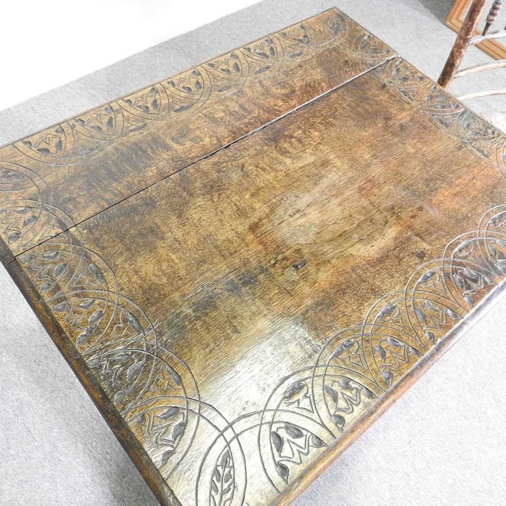 An 18th century oak side table, together with a spindle back side chair (2) 79w x 62d x 72h cm - Image 2 of 7