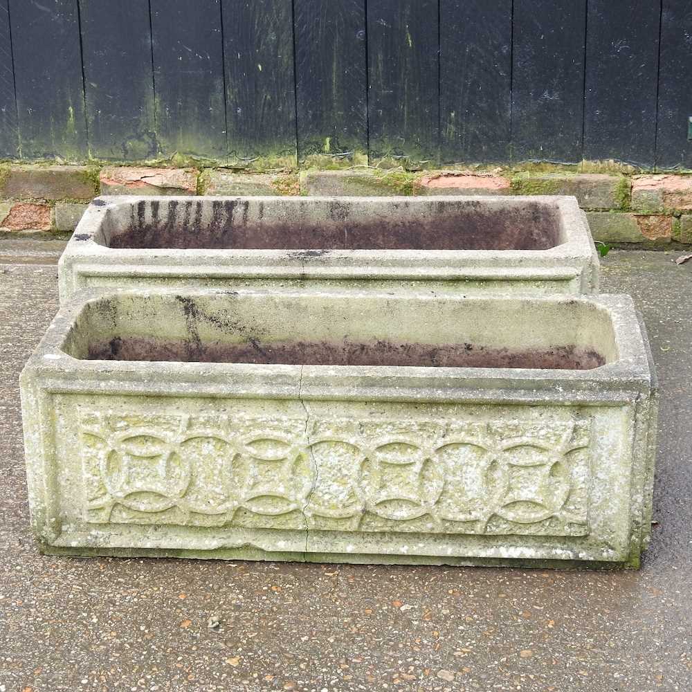 A pair of cast stone garden troughs (2) 91w x 39d x 31h cm - Image 3 of 6