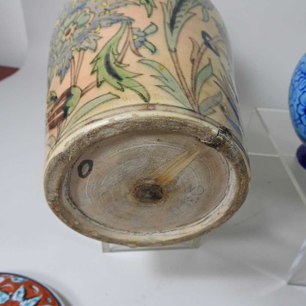 An Indian tin glazed pottery vase, of bottle shape, 24cm high, together with a collection of Persian - Image 3 of 9