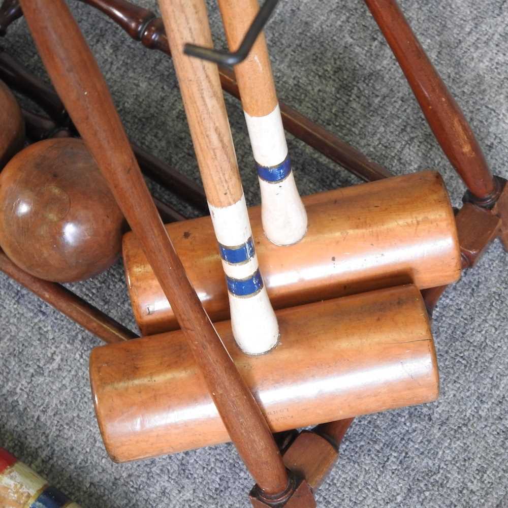A mid 20th century F.H. Ayers, London wooden The Usborne patent Croquet Carrier Stand, with four - Image 4 of 14