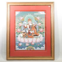 Tibetan school, 20th century, Guru Yab-Yum, gouache on paper, 74 x 56cm