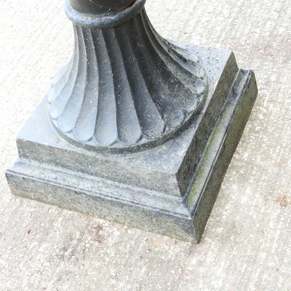 A large black painted cast iron garden planter, of fluted pedestal design 97d x 93h cm - Image 2 of 4