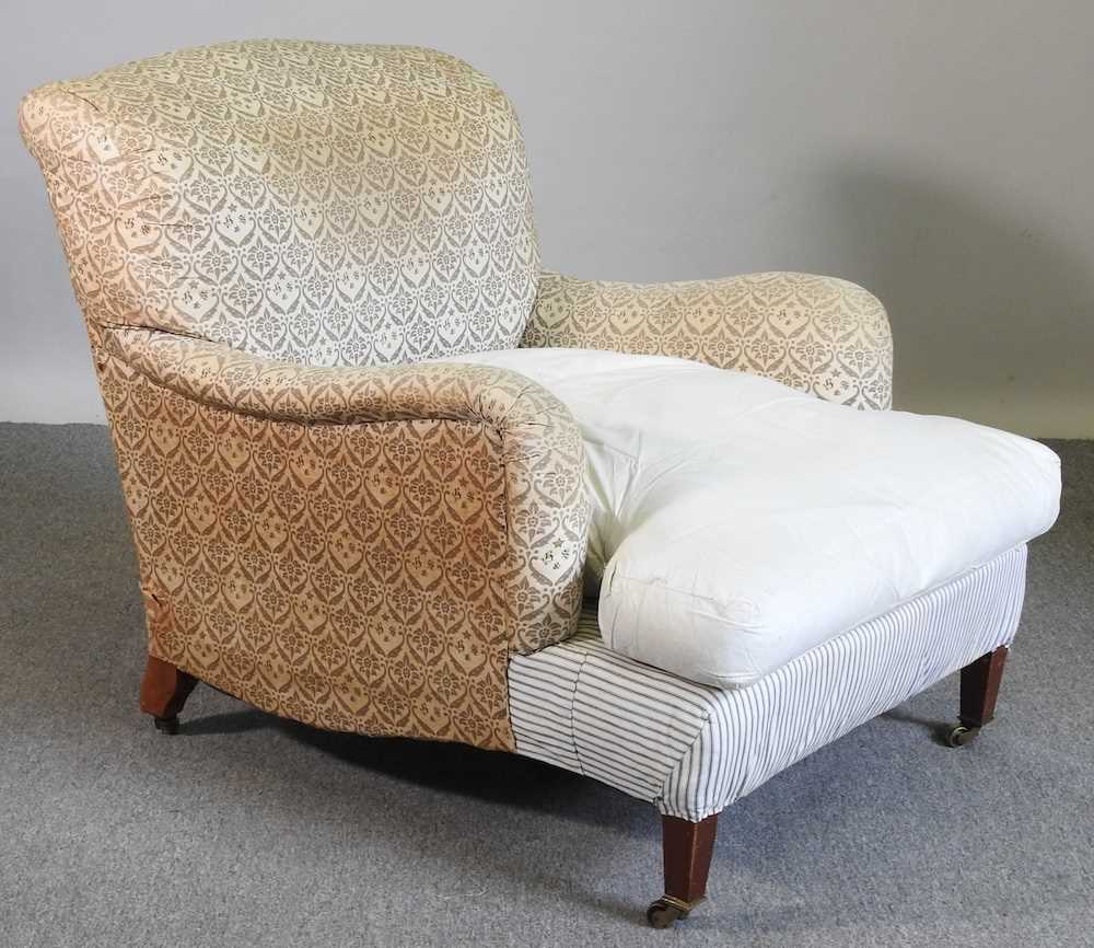 An early 20th century upholstered armchair, by Howard & Sons Ltd, with some original ticking bearing - Image 3 of 11