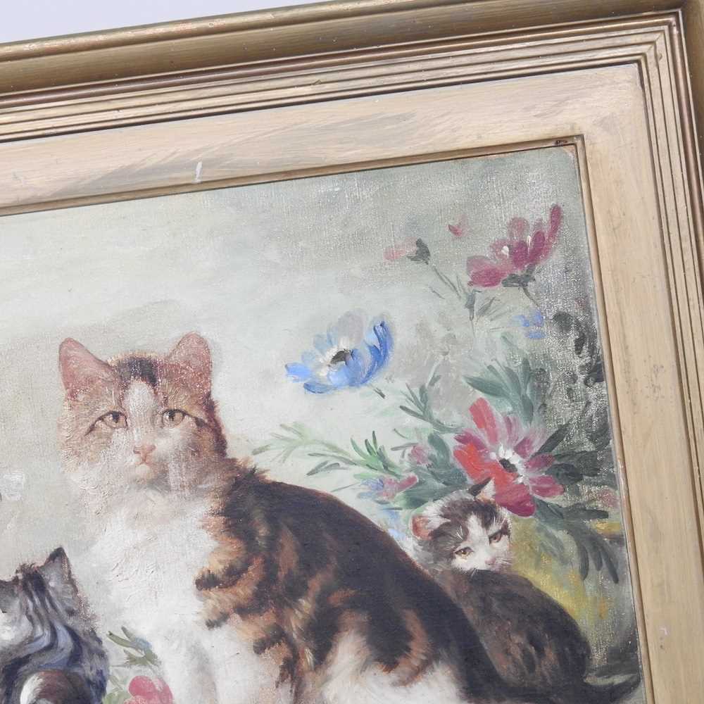 R. Detrix, early 20th century, family of cats, signed oil on canvas, 38 x 49cm - Image 4 of 5