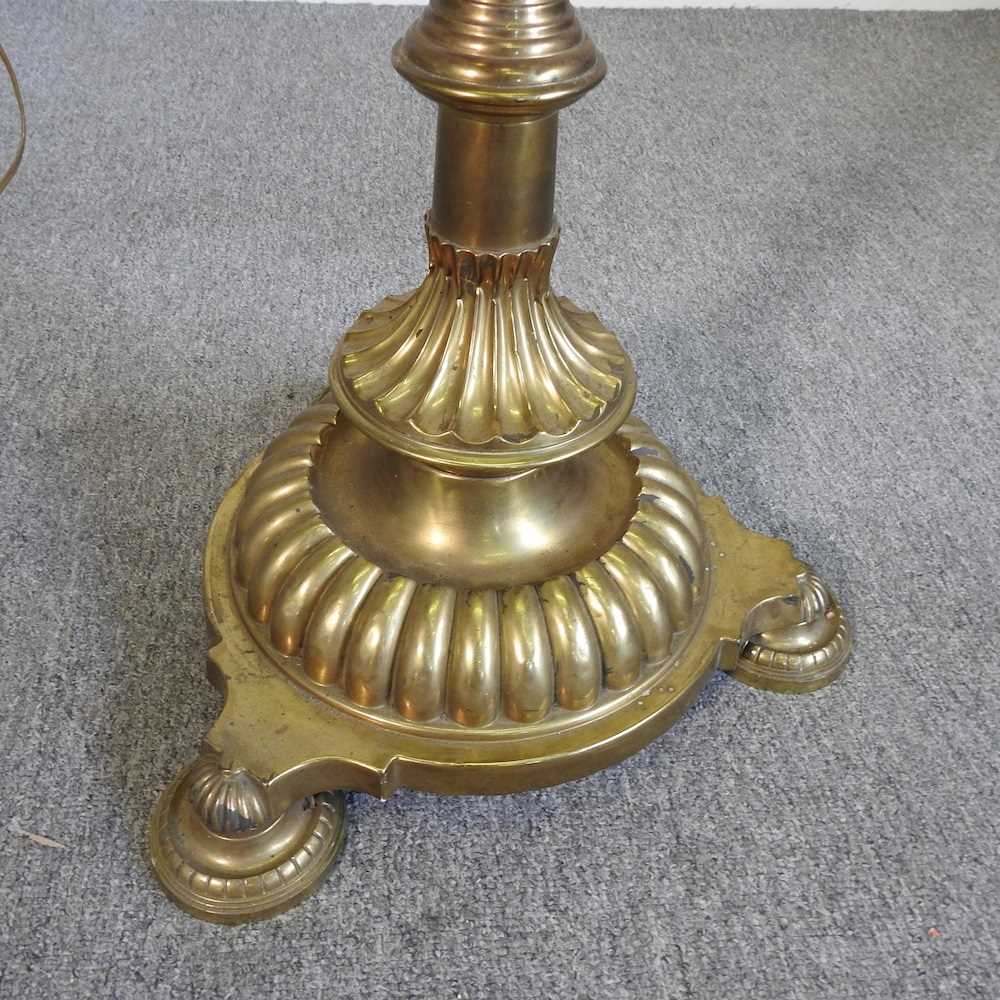 An Art Nouveau brass telescopic standard lamp, with a fluted column - Image 3 of 3